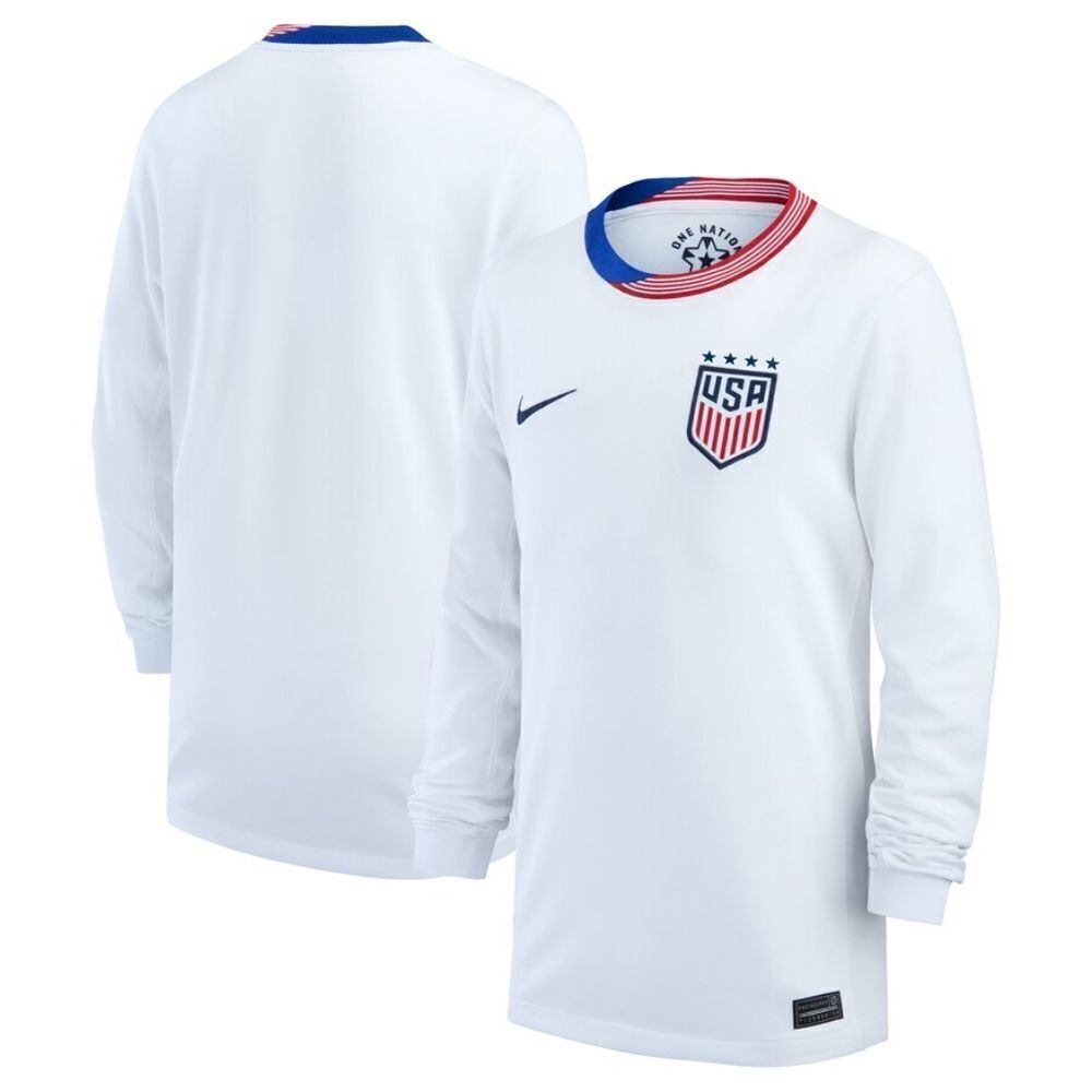 Nike USA National Soccer Team 24-25 Home Jersey Long Sleeve Boys Large White New